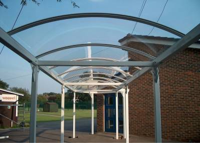 WeatherShield Polycarbonate, Barrel Vaulted Walkway.